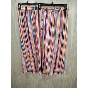 Women's Vibrant Boho Beach Cruise Tropical Skirt Plus Size 0X Striped Terra Sky